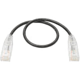 Eaton Tripp Lite Series Cat6 Gigabit Snagless Slim UTP Ethernet Cable (RJ45 M/M), PoE, Black, 1 ft. (0.31 m) — N201-S01-BK