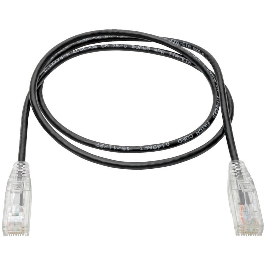 Eaton Tripp Lite Series Cat6 Gigabit Snagless Slim UTP Ethernet Cable (RJ45 M/M), PoE, Black, 2 ft. (0.61 m) — N201-S02-BK
