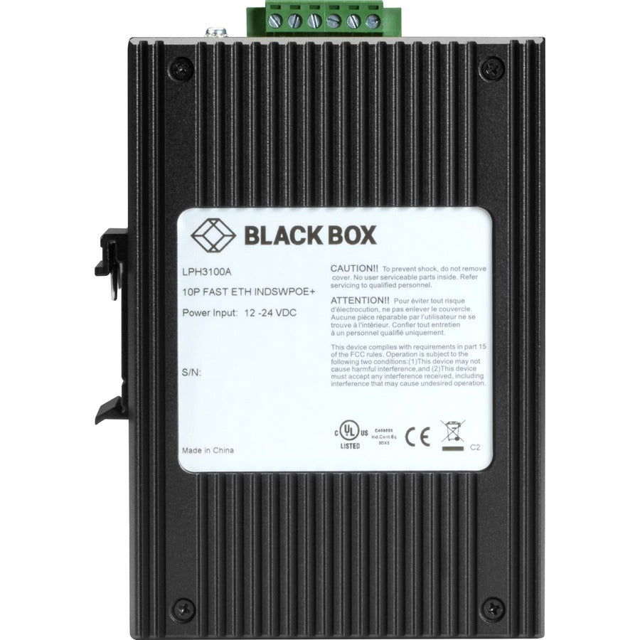 Black Box Industrial (8) 10/100/1000 PoE + (2) Gigabit Ethernet Switch — LPH3100A