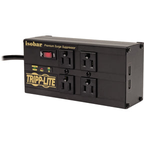 Tripp Lite by Eaton Isobar 4-Outlet Surge Protector, 8 ft. (2.43 m) Cord, Right-Angle Plug, 3330 Joules, 2 USB Ports, Metal Housing — IBAR4ULTRAUSBB