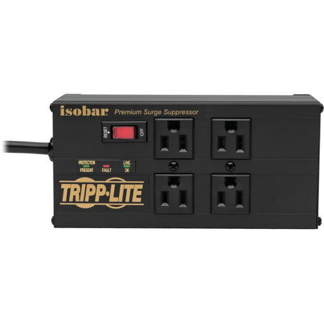 Tripp Lite by Eaton Isobar 4-Outlet Surge Protector, 8 ft. (2.43 m) Cord, Right-Angle Plug, 3330 Joules, 2 USB Ports, Metal Housing — IBAR4ULTRAUSBB