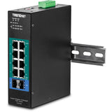 TRENDnet 10-Port Industrial Gigabit L2 Managed PoE+ DIN-Rail Switch, 8 x Gigabit PoE+ Ports, DIN-Rail Mount, 2 x SFP Slots, 2457V DC Power Input, IP30, VLAN, Lifetime Protection, Black, TI-PG102i
