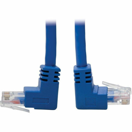 Tripp Lite by Eaton Up/Down-Angle Cat6 Gigabit Molded UTP Ethernet Cable (RJ45 Up-Angle M to RJ45 Down-Angle M), Blue, 1 ft. (0.31 m) — N204-001-BL-UD
