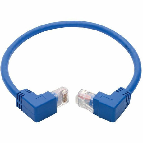 Tripp Lite by Eaton Up/Down-Angle Cat6 Gigabit Molded UTP Ethernet Cable (RJ45 Up-Angle M to RJ45 Down-Angle M), Blue, 1 ft. (0.31 m) — N204-001-BL-UD
