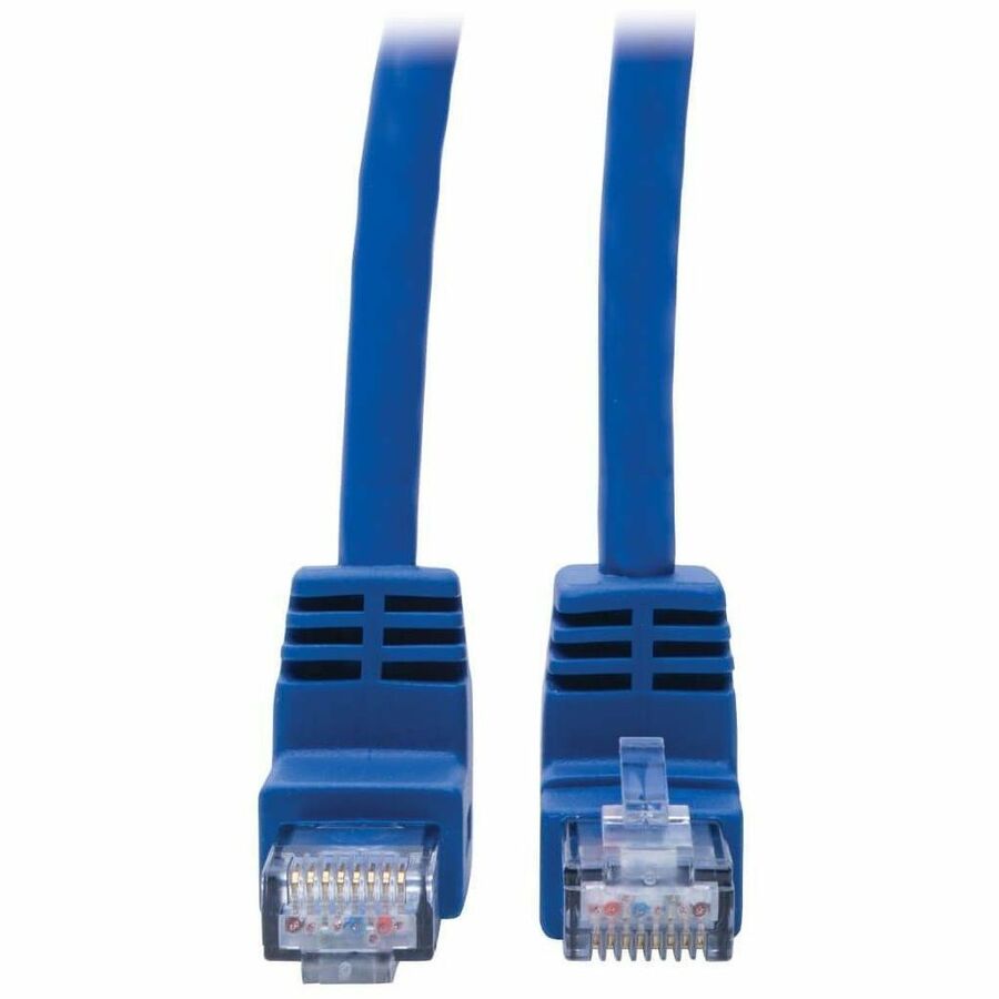 Tripp Lite by Eaton Up/Down-Angle Cat6 Gigabit Molded UTP Ethernet Cable (RJ45 Up-Angle M to RJ45 Down-Angle M), Blue, 1 ft. (0.31 m) — N204-001-BL-UD