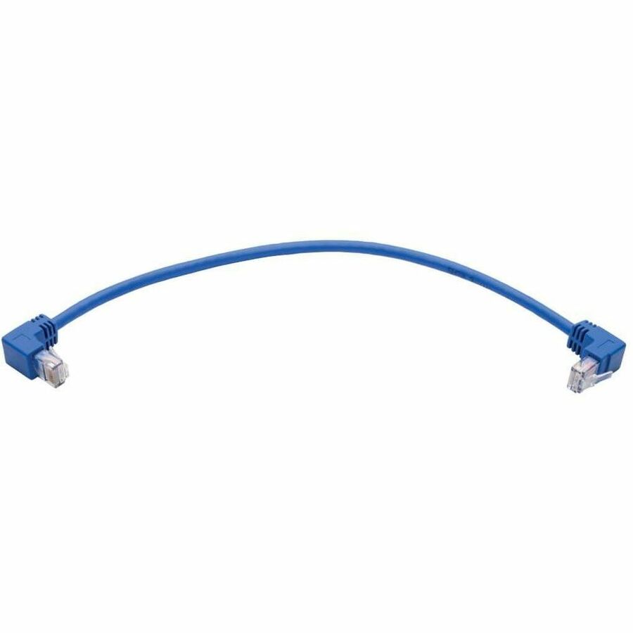 Tripp Lite by Eaton Up/Down-Angle Cat6 Gigabit Molded UTP Ethernet Cable (RJ45 Up-Angle M to RJ45 Down-Angle M), Blue, 1 ft. (0.31 m) — N204-001-BL-UD