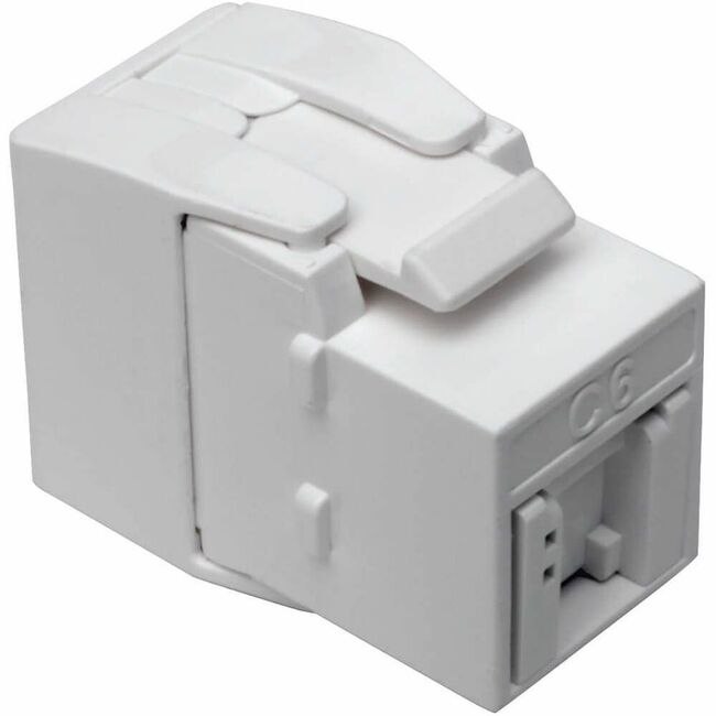 Tripp Lite by Eaton Keystone Jack Cat6/Cat5e, RJ45, Shuttered, Dust Cap - Toolless, PoE/PoE+ Compliant, White, TAA — N238-001-GY-TF
