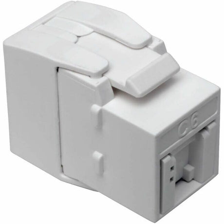 Tripp Lite by Eaton Keystone Jack Cat6/Cat5e, RJ45, Shuttered, Dust Cap - Toolless, PoE/PoE+ Compliant, White, TAA — N238-001-GY-TF