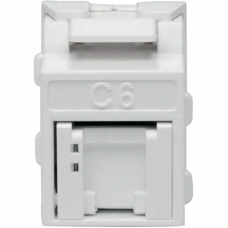 Tripp Lite by Eaton Keystone Jack Cat6/Cat5e, RJ45, Shuttered, Dust Cap - Toolless, PoE/PoE+ Compliant, White, TAA — N238-001-GY-TF