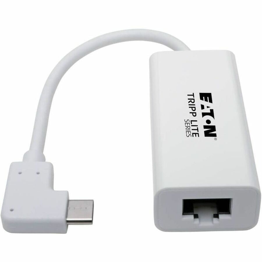 Eaton Tripp Lite Series USB-C to Gigabit Network Adapter with Right Angle USB-C, Thunderbolt 3 Compatibility - White — U436-06N-GBW-RA