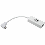 Eaton Tripp Lite Series USB-C to Gigabit Network Adapter with Right Angle USB-C, Thunderbolt 3 Compatibility - White — U436-06N-GBW-RA