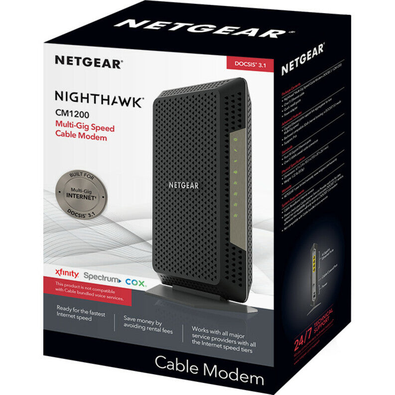 NETGEAR Nighthawk DOCSIS 3.1 Wi-Fi 32x8 Cable Modem, CM1200 — CM1200-100NAS