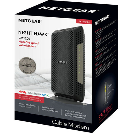 NETGEAR Nighthawk DOCSIS 3.1 Wi-Fi 32x8 Cable Modem, CM1200 — CM1200-100NAS