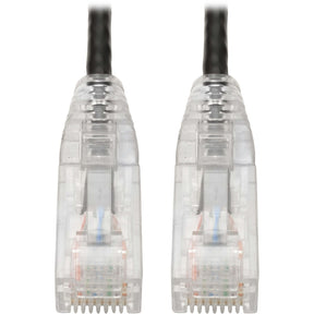 Eaton Tripp Lite Series Cat6 Gigabit Snagless Slim UTP Ethernet Cable (RJ45 M/M), PoE, Black, 8-in. (20.32 cm) — N201-S8N-BK