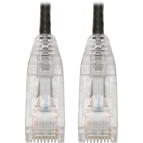 Eaton Tripp Lite Series Cat6 Gigabit Snagless Slim UTP Ethernet Cable (RJ45 M/M), PoE, Black, 8-in. (20.32 cm) — N201-S8N-BK