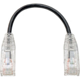 Eaton Tripp Lite Series Cat6 Gigabit Snagless Slim UTP Ethernet Cable (RJ45 M/M), PoE, Black, 8-in. (20.32 cm) — N201-S8N-BK
