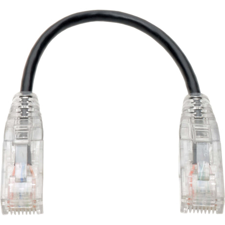 Eaton Tripp Lite Series Cat6 Gigabit Snagless Slim UTP Ethernet Cable (RJ45 M/M), PoE, Black, 8-in. (20.32 cm) — N201-S8N-BK