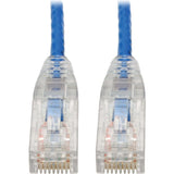 Eaton Tripp Lite Series Cat6 Gigabit Snagless Slim UTP Ethernet Cable (RJ45 M/M), PoE, Blue, 8-in. (20.32 cm) — N201-S8N-BL
