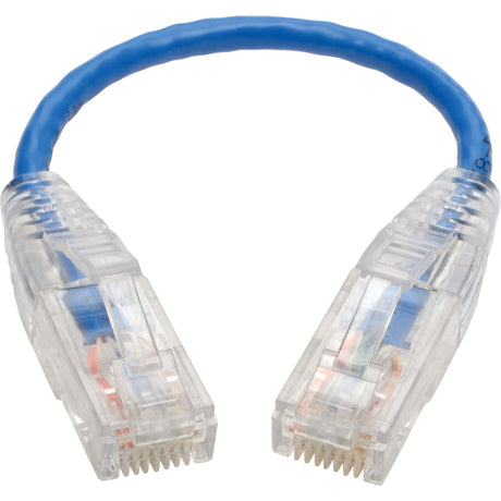 Eaton Tripp Lite Series Cat6 Gigabit Snagless Slim UTP Ethernet Cable (RJ45 M/M), PoE, Blue, 8-in. (20.32 cm) — N201-S8N-BL