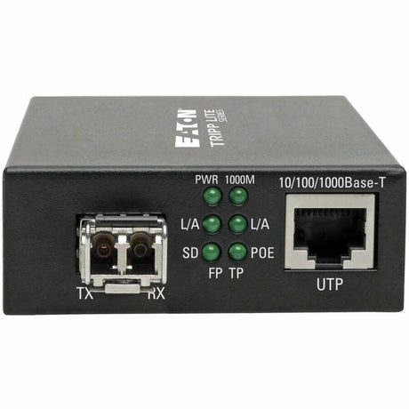 Eaton Tripp Lite Series Gigabit Multimode Fiber to Ethernet Media Converter, PoE+ - 10/100/1000 LC, 850 nm, 550M (1804.46 ft.) — N785-P01-LC-MM1