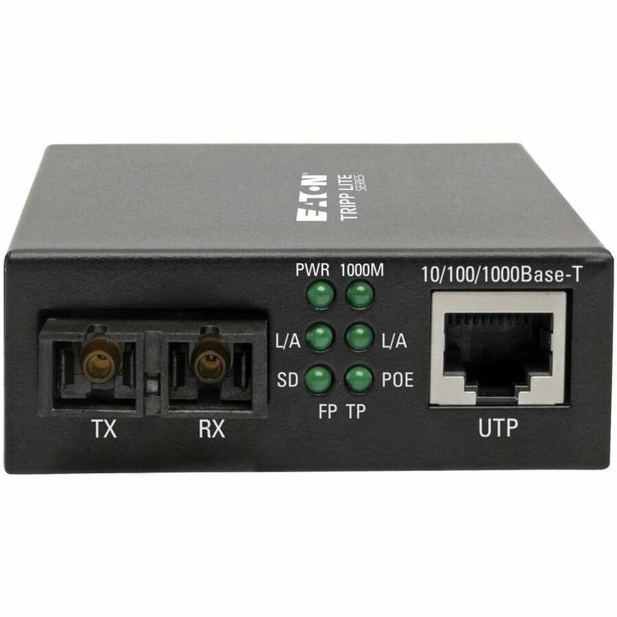 Eaton Tripp Lite Series Gigabit Multimode Fiber to Ethernet Media Converter, PoE+ - 10/100/1000 SC, 850 nm, 550M (1804.46 ft.) — N785-P01-SC-MM1