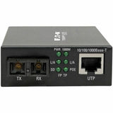 Eaton Tripp Lite Series Gigabit Multimode Fiber to Ethernet Media Converter, PoE+ - 10/100/1000 SC, 850 nm, 550M (1804.46 ft.) — N785-P01-SC-MM1
