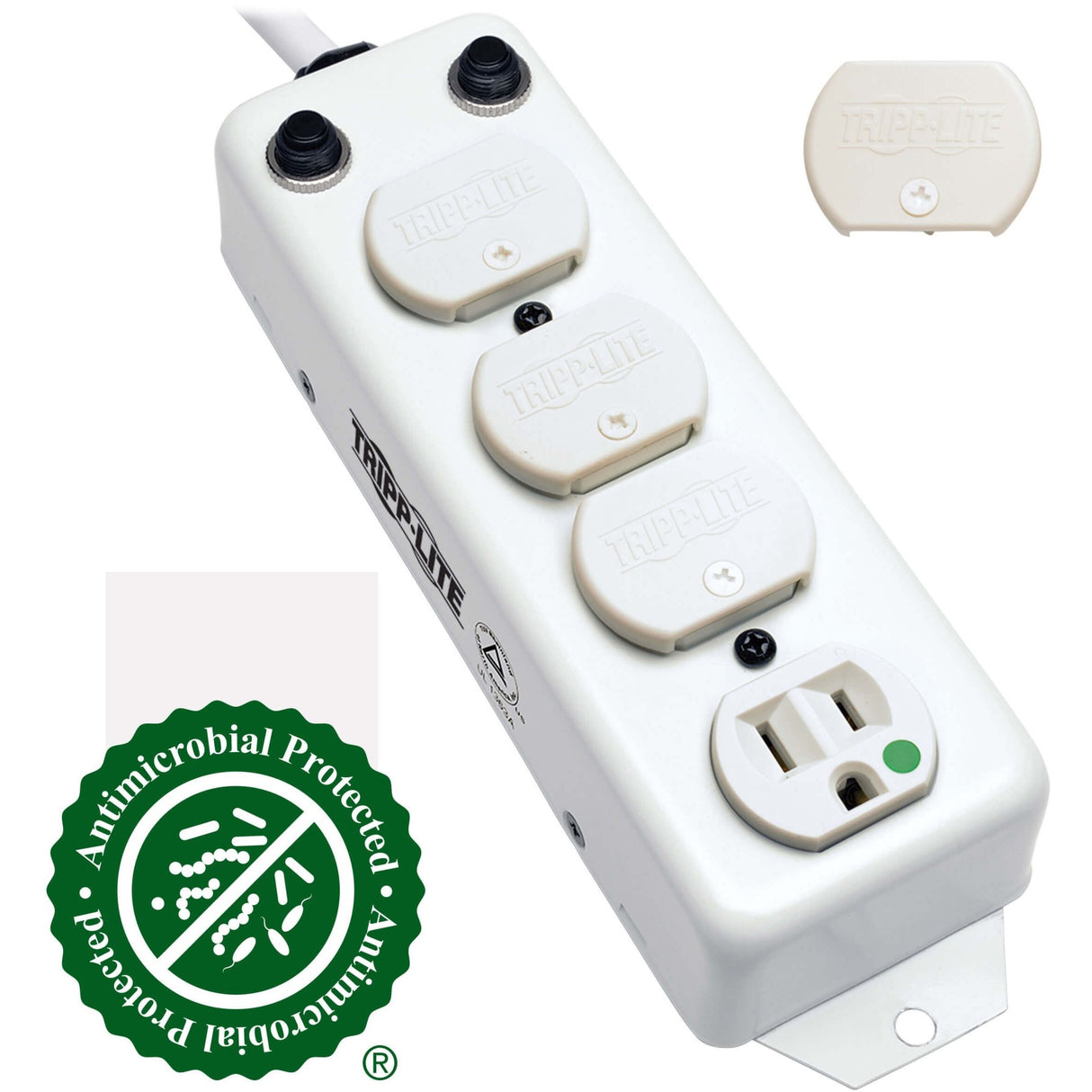 Tripp Lite by Eaton Safe-IT UL 1363A Medical-Grade Power Strip for Patient-Care Vicinity, 4 Hospital-Grade Outlets, 15 ft. Right-Angle Cord — PS-415-HG-OEMRA