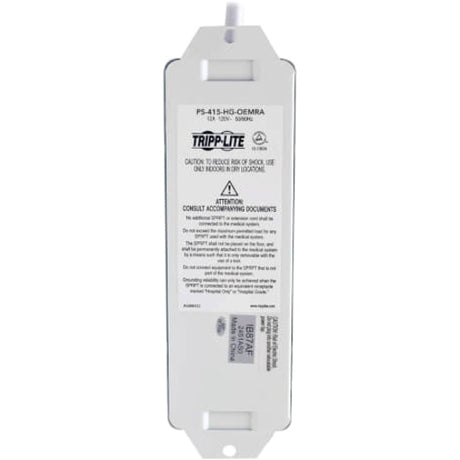 Tripp Lite by Eaton Safe-IT UL 1363A Medical-Grade Power Strip for Patient-Care Vicinity, 4 Hospital-Grade Outlets, 15 ft. Right-Angle Cord — PS-415-HG-OEMRA
