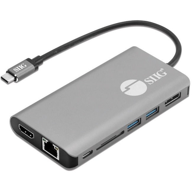 SIIG USB-C MST Video with Hub, LAN and PD 3.0 Docking - 7-in-1 MST Docking Station with 100W PD - MacOS for DP or HDMI Video — JU-DK0F11-S1