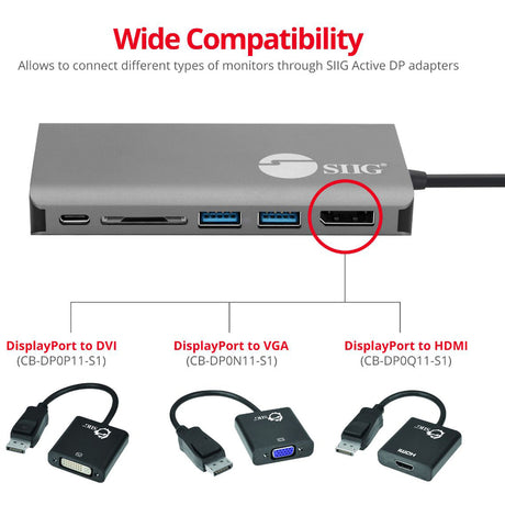 SIIG USB-C MST Video with Hub, LAN and PD 3.0 Docking - 7-in-1 MST Docking Station with 100W PD - MacOS for DP or HDMI Video — JU-DK0F11-S1