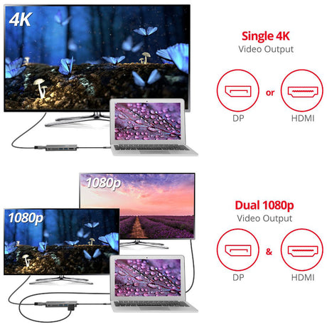 SIIG USB-C MST Video with Hub, LAN and PD 3.0 Docking - 7-in-1 MST Docking Station with 100W PD - MacOS for DP or HDMI Video — JU-DK0F11-S1