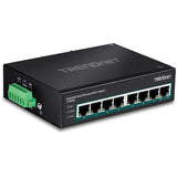 TRENDnet 8-Port Industrial Fast Ethernet PoE+ DIN-Rail Switch;TI-PE80;8 x Fast Ethernet PoE+ Ports;IP30 Network Unmanaged Switch;200W PoE Power Budget; 1.6Gbps Switching Capacity; Lifetime Protection — TI-PE80
