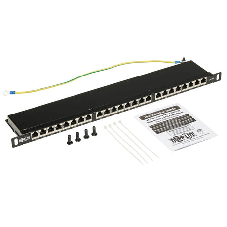 Tripp Lite by Eaton Cat6a 24-Port High-Density Shielded Patch Panel - Dual IDC, 568A/B, RJ45 Ethernet, 0.5U Rack-Mount — N252A-024-HUSHK