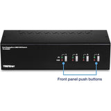 TRENDnet 4-Port Dual Monitor DisplayPort KVM Switch With Audio, 2-Port USB 2.0 Hub, 4K UHD Resolution Up To 3840 x 2160, Connect 4 DisplayPort Monitors, Dual Monitor 4 Port KVM Switch, Black, TK-440DP