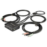 StarTech.com 2 Port HDMI KVM Switch - 4K 60Hz - Compact UHD HDMI USB KVM Switch with 4ft Cables & Audio - Bus Powered & Remote Switching — SV211HDUA4K