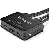 StarTech.com 2 Port HDMI KVM Switch - 4K 60Hz - Compact UHD HDMI USB KVM Switch with 4ft Cables & Audio - Bus Powered & Remote Switching — SV211HDUA4K