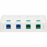 Tripp Lite by Eaton Surface-Mount Box for Keystone Jack 4-Port Wall Celling White — N082-004-WH