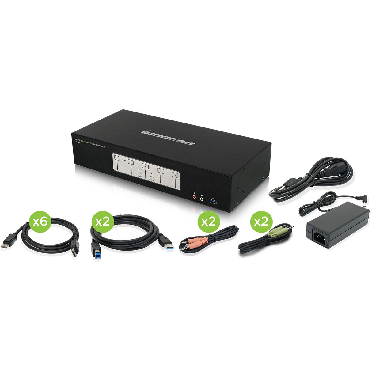 4-Port 4K Triple View DisplayPort KVMP Switch with USB 3.0 Hub (TAA Compliant) — GCS1964