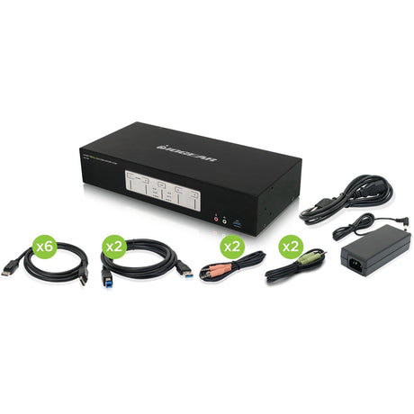 4-Port 4K Triple View DisplayPort KVMP Switch with USB 3.0 Hub (TAA Compliant) — GCS1964
