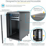 StarTech.com 4-Post 18U Server Rack Cabinet, 19" Data Rack Cabinet for Computer / IT Equipment, Home Network Rack, Half Height Server Rack — RK1836BKF