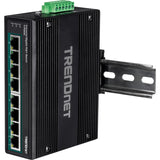 TRENDnet 8-Port Hardened Industrial Unmanaged Gigabit 10/100/1000Mbps DIN-Rail Switch w/ 8 x Gigabit PoE+ Ports; TI-PG80B; 24 56V DC Power inputs with Overload Protection