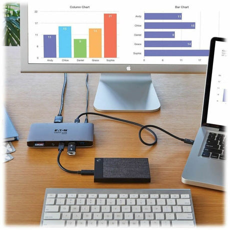 Tripp Lite by Eaton Thunderbolt 3 Dock w USB-C Compatibility, Dual Display - 8K DisplayPort, USB 3.2 Gen 2 10G, USB-A/C Hub, Memory Card, GbE, 60W Charging — MTB3-DOCK-03
