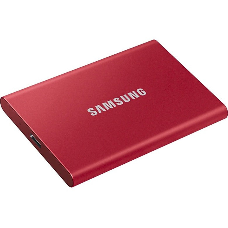 Samsung T7 MU-PC2T0R/AM 2 TB Portable Solid State Drive - External - PCI Express NVMe - Metallic Red — MU-PC2T0R/AM