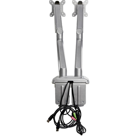 StarTech.com Desk Mount Dual Monitor Arm with USB & 3.5mm Audio, Desk Clamp Ergonomic VESA Mount for up to 32" (17.6lb/8kg) Displays — ARMSLIMDUOS