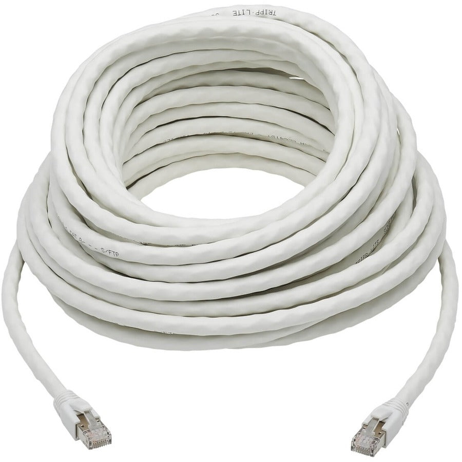 Eaton Tripp Lite Series Cat8 25G/40G-Certified Snagless Shielded S/FTP Ethernet Cable (RJ45 M/M), PoE, White, 50 ft. (15.24 m), TAA — N272-050-WH