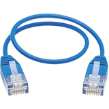 Eaton Tripp Lite Series Cat6 Gigabit Molded Ultra-Slim UTP Ethernet Cable (RJ45 M/M), Blue, 1 ft. (0.31 m) — N200-UR01-BL