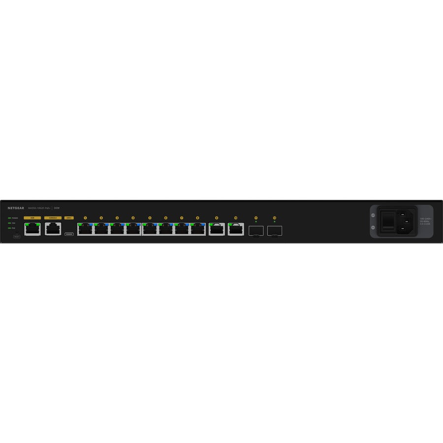 Netgear AV Line M4250-10G2F-PoE+ 8x1G PoE+ 125W 2x1G and 2xSFP Managed Switch (GSM4212P) — GSM4212P-100NAS