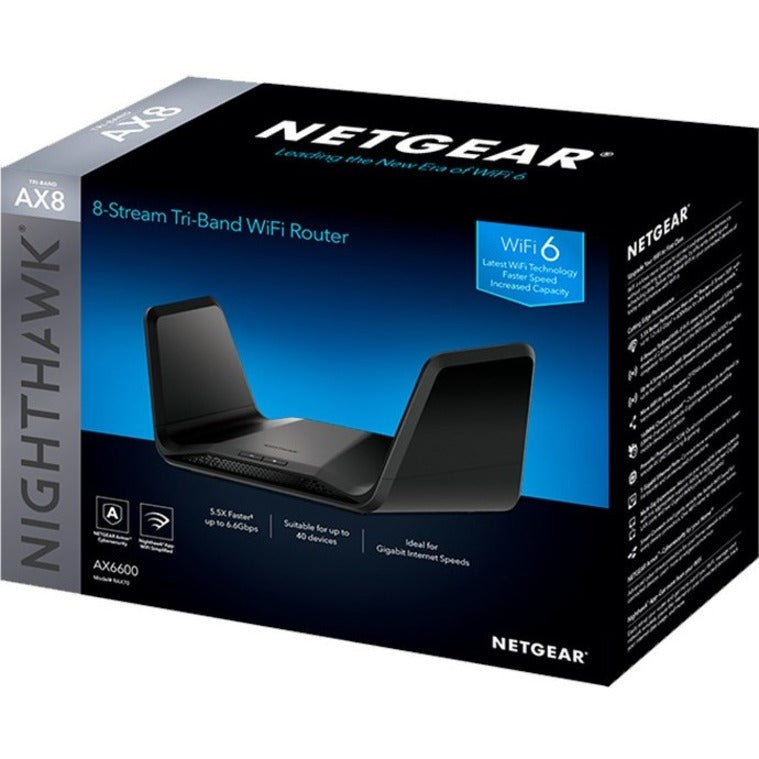 Netgear Nighthawk AX8 RAX70 Wi-Fi 6 IEEE 802.11ax Ethernet Wireless Router — RAX70-100NAS