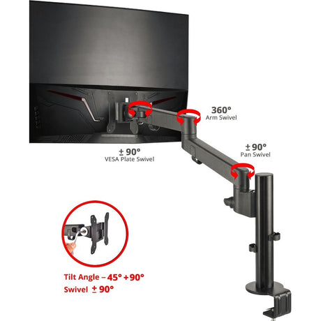 SIIG Single Pole Arm Multi-Angle Replaceable Articulating Monitor Desk Mount - 14" to 30" — CE-MT3D11-S1
