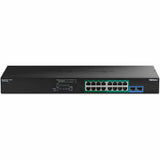 TRENDnet TPE-BG182g, 18-Port Gigabit 470W PoE++ Switch with 8 x 95W PoE++ Ports, 8 x 30W PoE+ Ports, 2 Gigabit SFP Slots, 470W PoE Budget, 1U 19" Rack Mountable